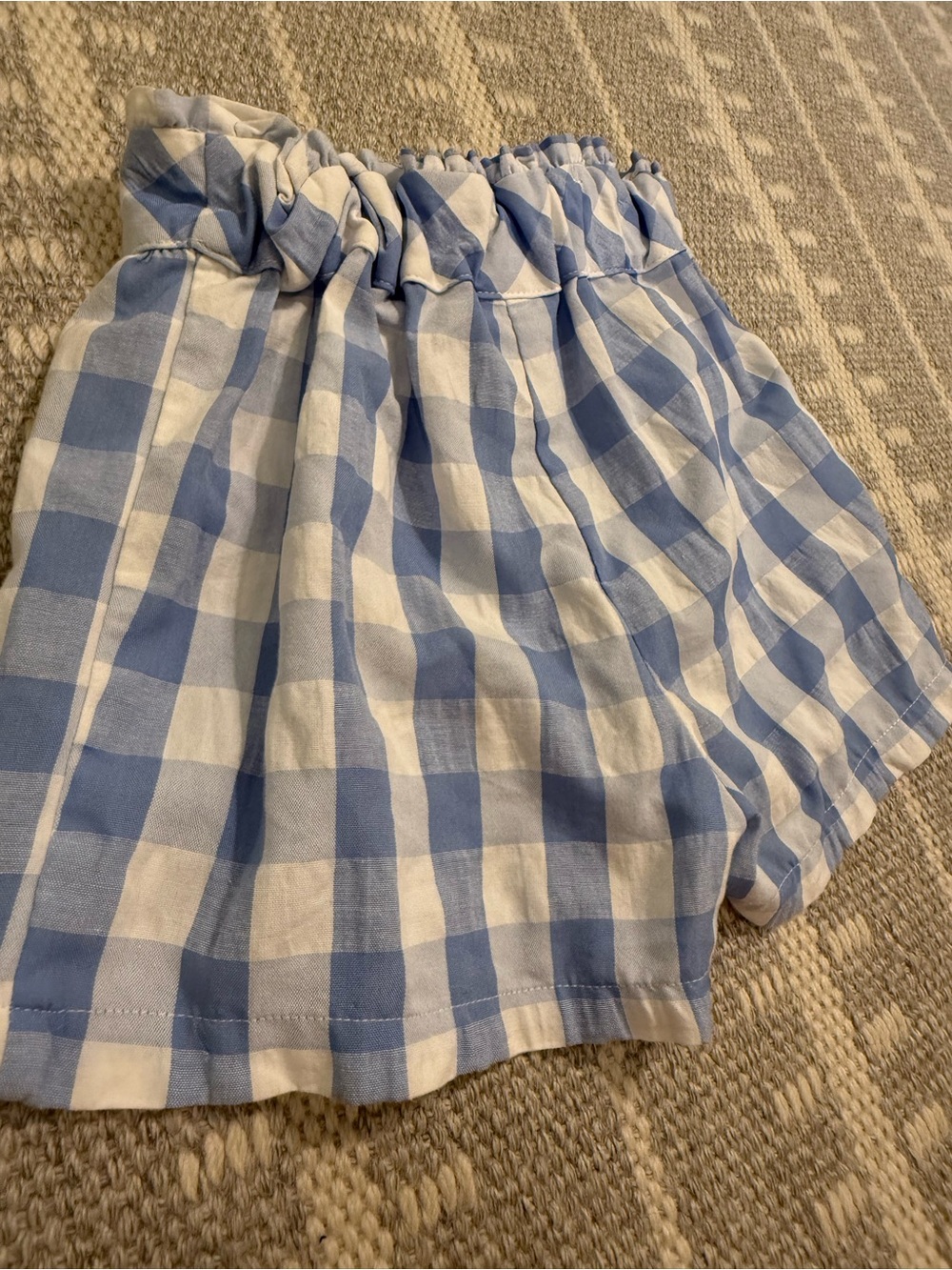 Mayoral Girl’s Size 7 Blue & White Gingham Shorts Bow and Ruffled Waistband - Picture 8 of 8